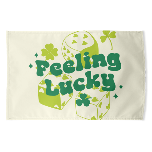 Feeling Lucky Dice and Shamrock St Patrick's Aesthetic - funny tea towel by EZbie