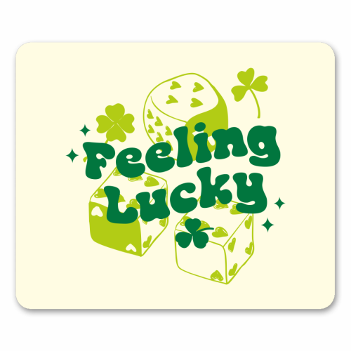 Feeling Lucky Dice and Shamrock St Patrick's Aesthetic - mouse mat by EZbie