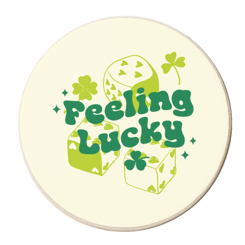 Feeling Lucky Dice and Shamrock St Patrick's Aesthetic - personalised beer coaster by EZbie