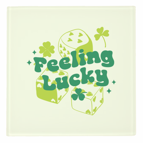 Feeling Lucky Dice and Shamrock St Patrick's Aesthetic - personalised beer coaster by EZbie