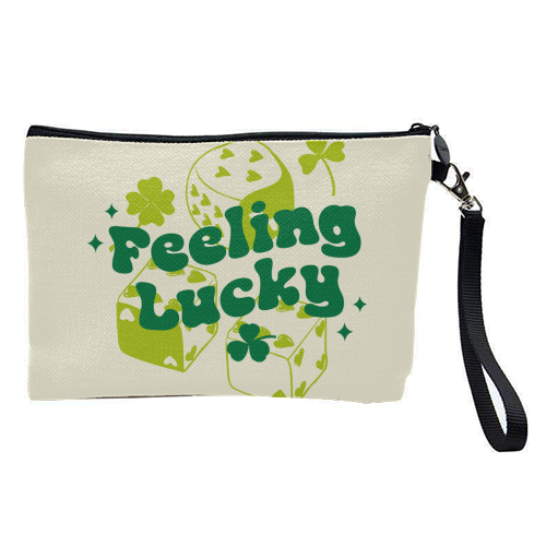 Feeling Lucky Dice and Shamrock St Patrick's Aesthetic - pretty makeup bag by EZbie