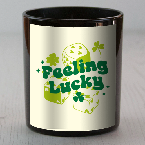 Feeling Lucky Dice and Shamrock St Patrick's Aesthetic - scented candle by EZbie