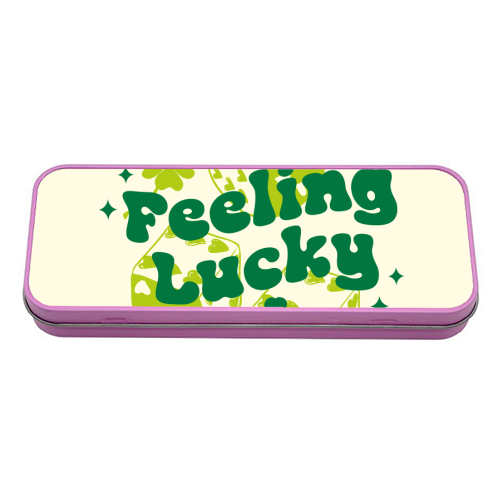Feeling Lucky Dice and Shamrock St Patrick's Aesthetic - tin pencil case by EZbie