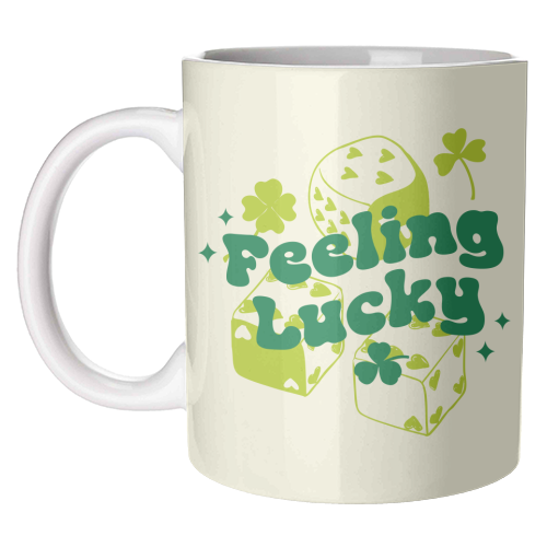 Feeling Lucky Dice and Shamrock St Patrick's Aesthetic - unique mug by EZbie