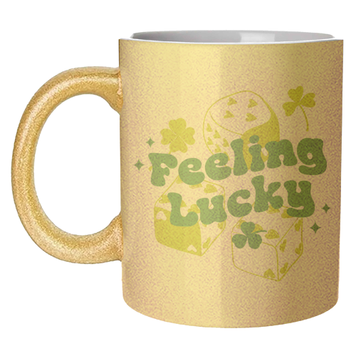 Feeling Lucky Dice and Shamrock St Patrick's Aesthetic - unique mug by EZbie