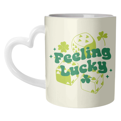 Feeling Lucky Dice and Shamrock St Patrick's Aesthetic - unique mug by EZbie