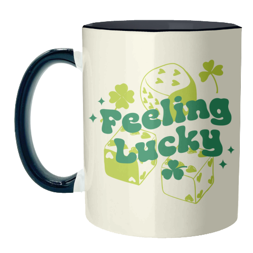 Feeling Lucky Dice and Shamrock St Patrick's Aesthetic - unique mug by EZbie