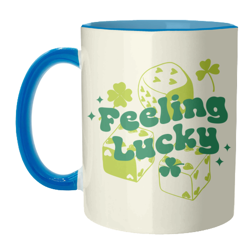 Feeling Lucky Dice and Shamrock St Patrick's Aesthetic - unique mug by EZbie