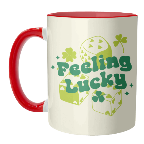 Feeling Lucky Dice and Shamrock St Patrick's Aesthetic - unique mug by EZbie