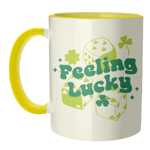 Feeling Lucky Dice and Shamrock St Patrick's Aesthetic - unique mug by EZbie