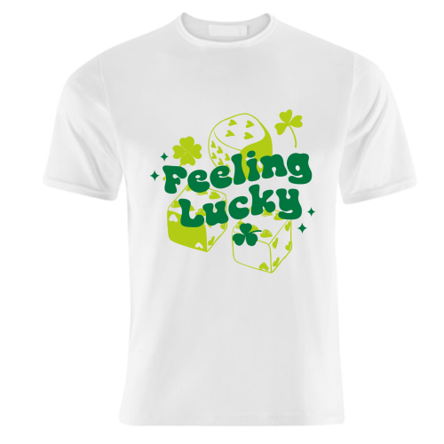 Feeling Lucky Dice and Shamrock St Patrick's Aesthetic - unique t shirt by EZbie