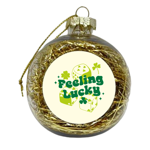 Feeling Lucky Dice and Shamrock St Patrick's Aesthetic - xmas bauble by EZbie