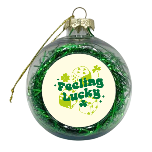 Feeling Lucky Dice and Shamrock St Patrick's Aesthetic - xmas bauble by EZbie
