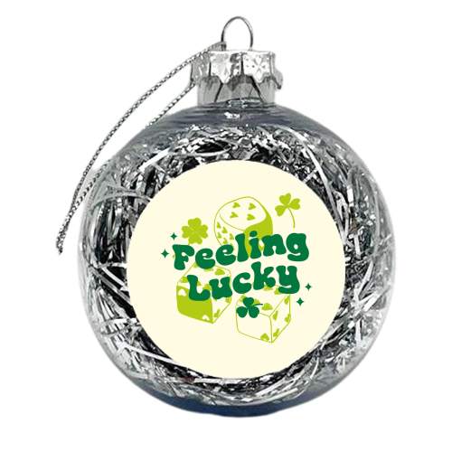 Feeling Lucky Dice and Shamrock St Patrick's Aesthetic - xmas bauble by EZbie