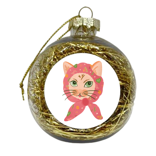 Feline fine - xmas bauble by Lisa Wardle