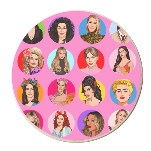 Female Music Icons - personalised beer coaster by DOLLY WOLFE
