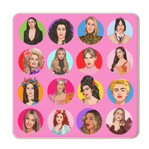 Female Music Icons - personalised beer coaster by DOLLY WOLFE