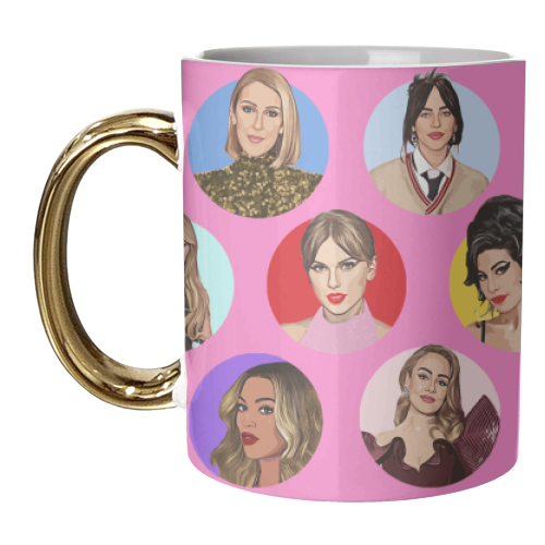 Female Music Icons - unique mug by DOLLY WOLFE
