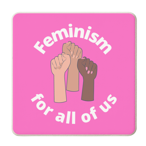 Feminism - Pink - personalised beer coaster by Riad Mannan