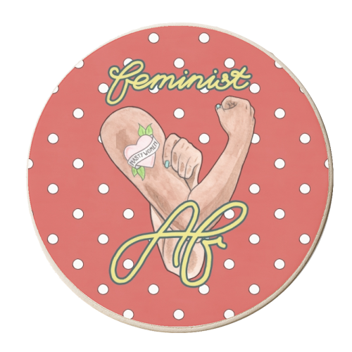 Feminist AF / Rosie the Riveter - personalised beer coaster by A Rose Cast - Karen Murray