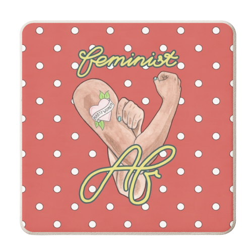 Feminist AF / Rosie the Riveter - personalised beer coaster by A Rose Cast - Karen Murray