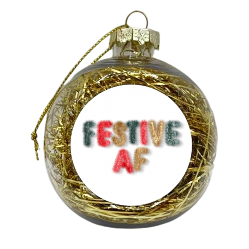 Festive AF tinsel typography print - xmas bauble by The Girl Next Draw