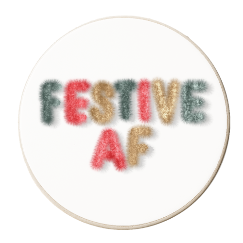 Festive AF tinsel typography print - personalised beer coaster by The Girl Next Draw