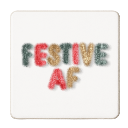 Festive AF tinsel typography print - personalised beer coaster by The Girl Next Draw
