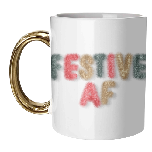 Festive AF tinsel typography print - unique mug by The Girl Next Draw