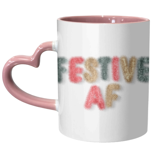 Festive AF tinsel typography print - unique mug by The Girl Next Draw