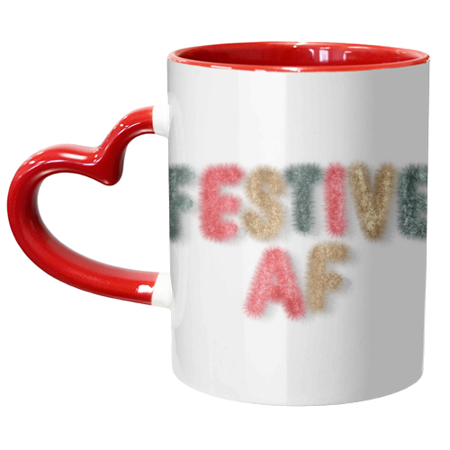 Festive AF tinsel typography print - unique mug by The Girl Next Draw