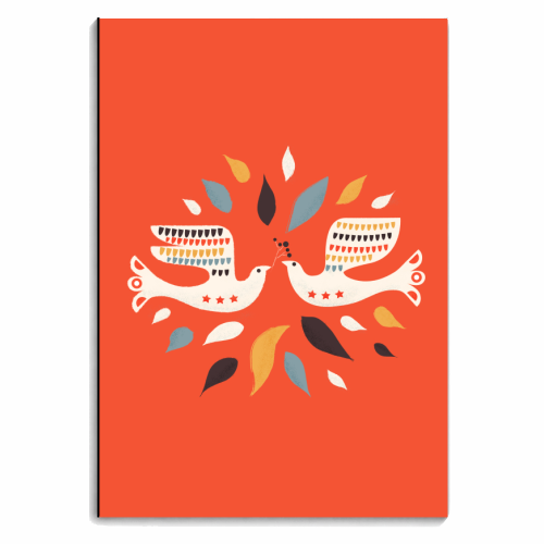 Festive doves - folk illustration - personalised A4, A5, A6 notebook by Ania Wieclaw