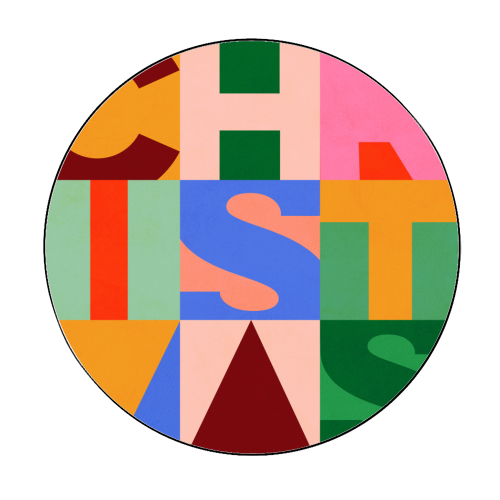 Festive Mid-mod Typographic Christmas • Bold and Bright - Circle Sticker by Dominique Vari