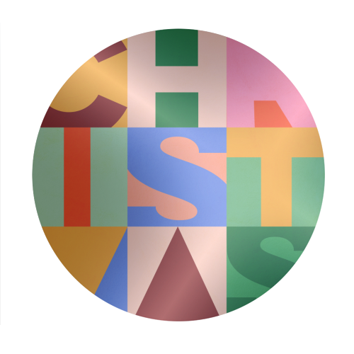 Festive Mid-mod Typographic Christmas • Bold and Bright - Circle Sticker by Dominique Vari