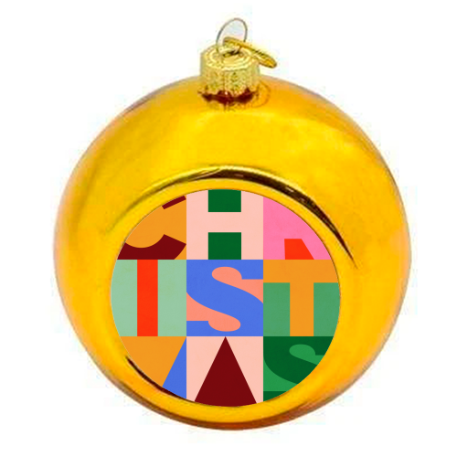 Festive Mid-mod Typographic Christmas • Bold and Bright - colourful christmas bauble by Dominique Vari