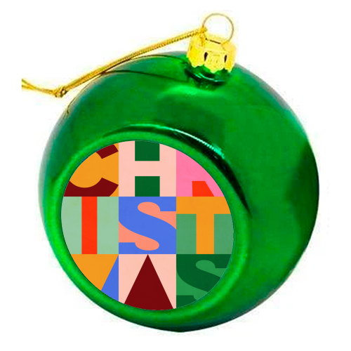 Festive Mid-mod Typographic Christmas • Bold and Bright - colourful christmas bauble by Dominique Vari