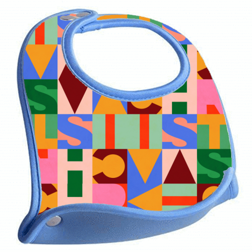 Festive Mid-mod Typographic Christmas • Bold and Bright - feeding bib by Dominique Vari