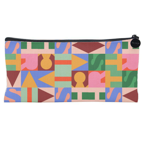 Festive Mid-mod Typographic Christmas • Bold and Bright - flat pencil case by Dominique Vari