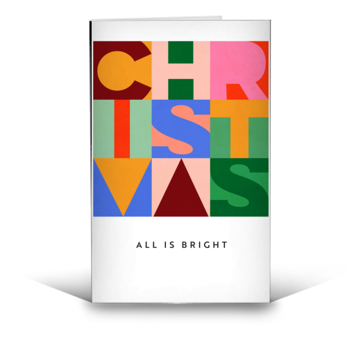 Festive Mid-mod Typographic Christmas • Bold and Bright - funny greeting card by Dominique Vari