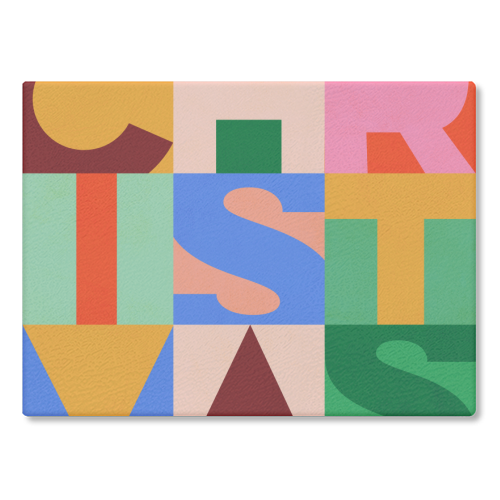 Festive Mid-mod Typographic Christmas • Bold and Bright - glass chopping board by Dominique Vari