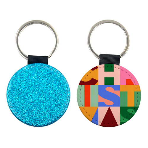 Festive Mid-mod Typographic Christmas • Bold and Bright - keyring by Dominique Vari