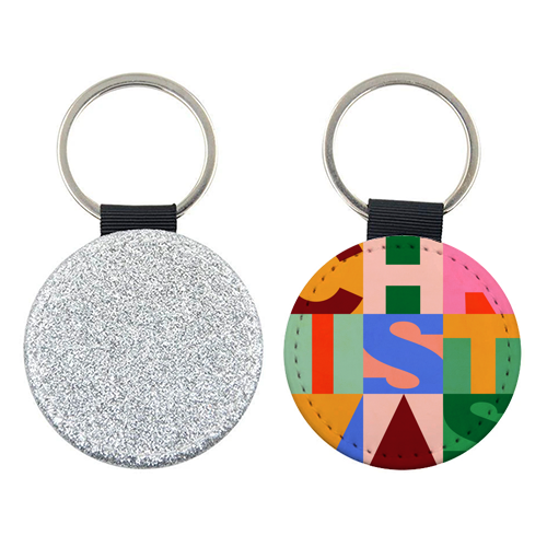 Festive Mid-mod Typographic Christmas • Bold and Bright - keyring by Dominique Vari
