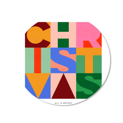 Festive Mid-mod Typographic Christmas • Bold and Bright - Magnet by Dominique Vari