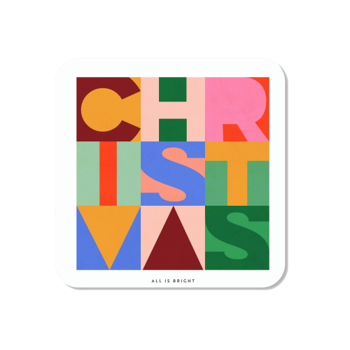 Festive Mid-mod Typographic Christmas • Bold and Bright - Magnet by Dominique Vari