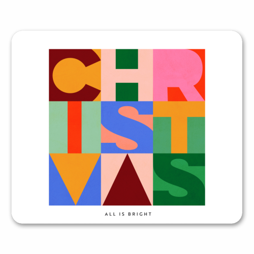 Festive Mid-mod Typographic Christmas • Bold and Bright - mouse mat by Dominique Vari