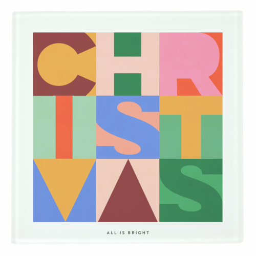 Festive Mid-mod Typographic Christmas • Bold and Bright - personalised beer coaster by Dominique Vari