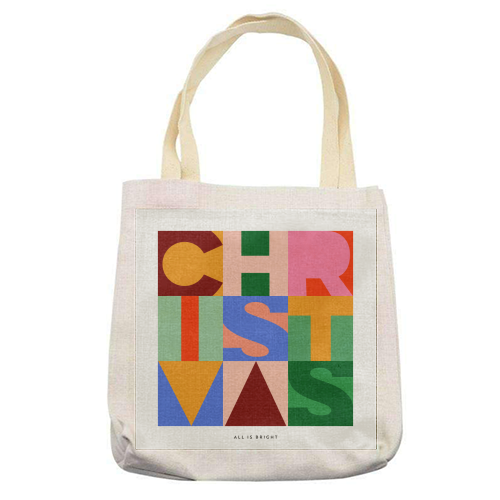 Festive Mid-mod Typographic Christmas • Bold and Bright - printed canvas tote bag by Dominique Vari