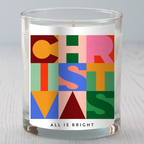 Festive Mid-mod Typographic Christmas • Bold and Bright - scented candle by Dominique Vari