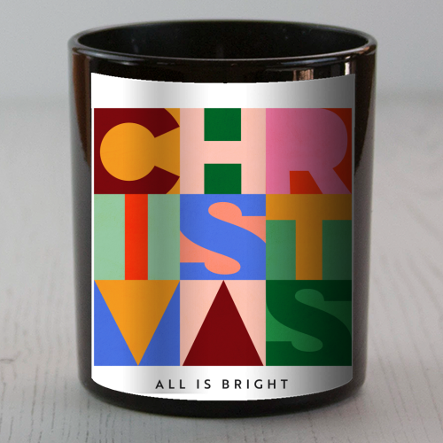 Festive Mid-mod Typographic Christmas • Bold and Bright - scented candle by Dominique Vari