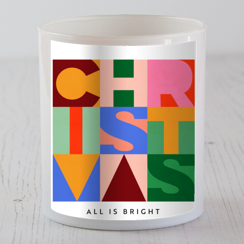 Festive Mid-mod Typographic Christmas • Bold and Bright - scented candle by Dominique Vari